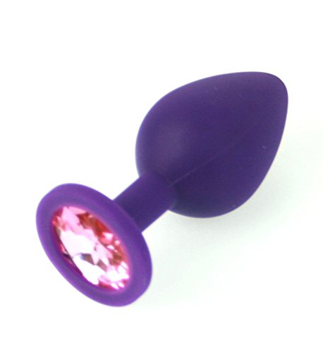 Purple Small Size Silicone Anal Plug With Pink Diamond