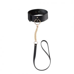 Maze Wide Choker With Leash - Black