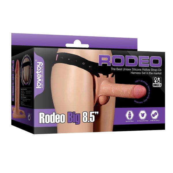 Rodeo G Big 8.5 Inch Hollow Unisex Strap On Silicone Dildo