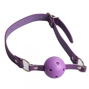 Being Fetish Purple Leather Breathable Ball Gag
