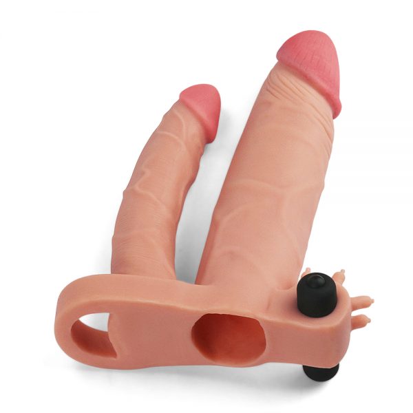 Pleasure X Tender Vibrating Double Penis Extender Sleeve