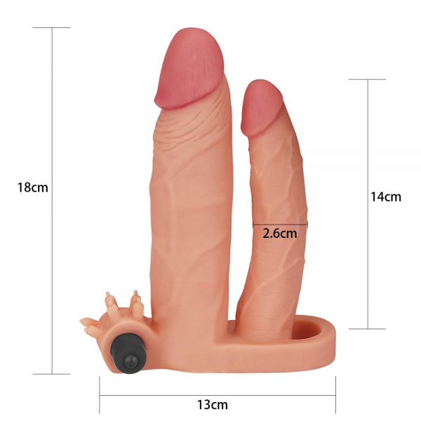Pleasure X Tender Vibrating Double Penis Extender Sleeve