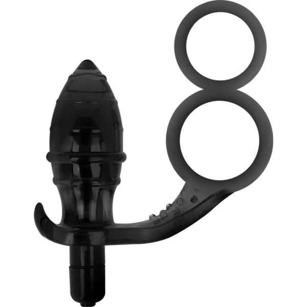 Addicted Toys Butt Plug With Cock Ring and Ball Strap Black - Image 2