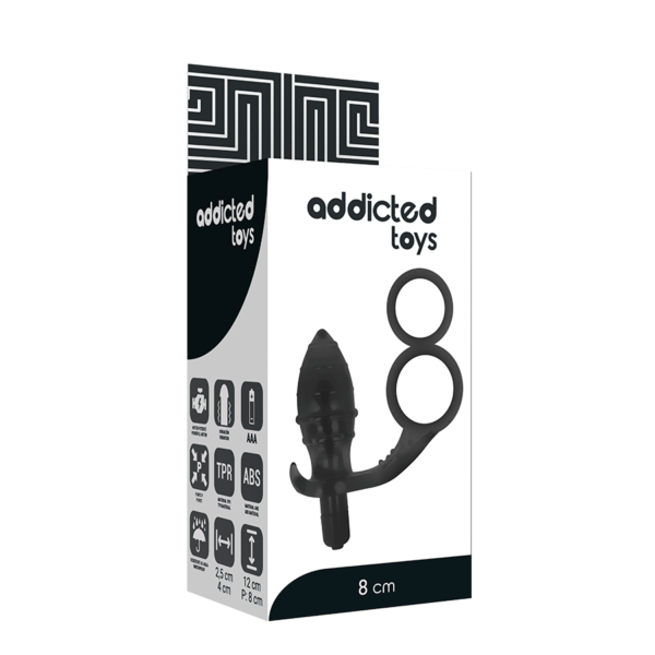 Addicted Toys Butt Plug With Cock Ring and Ball Strap Black - Image 4