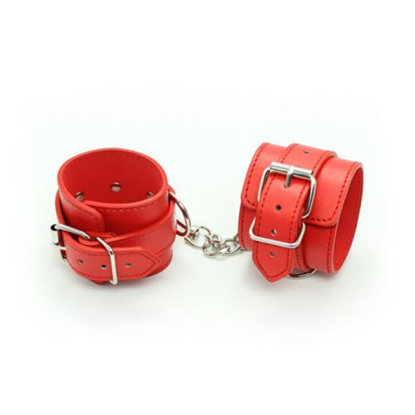 Fetish Art Red Faux Leather Belt Cuffs