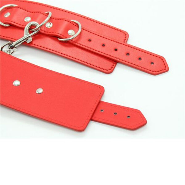 Fetish Art Red Faux Leather Belt Cuffs - Image 3