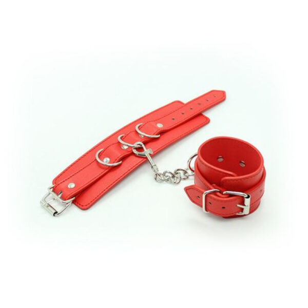 Fetish Art Red Faux Leather Belt Cuffs - Image 4