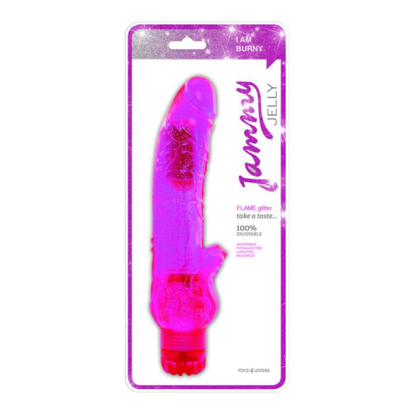 Jammy Jelly Flame Glitter Pink G-Spot Dildo Vibrator - Image 2