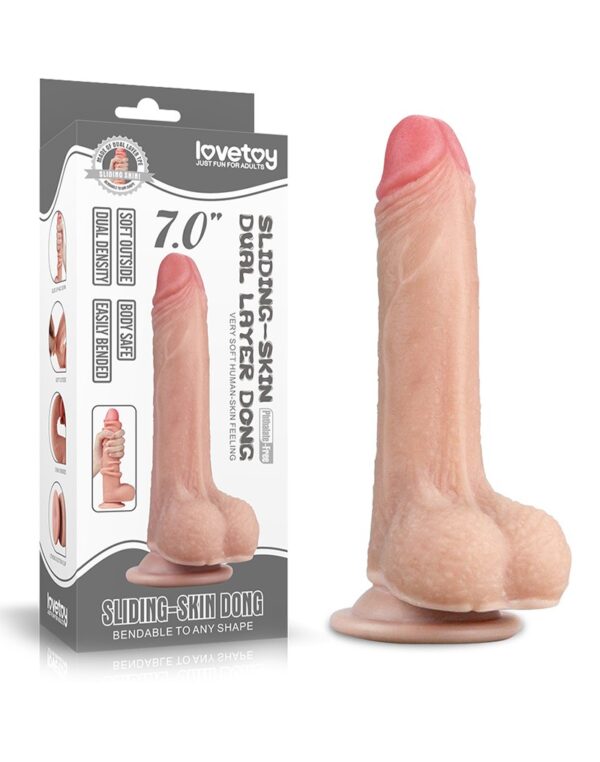 LoveToy Sliding Skin Dual Layer 7 Inch Dildo