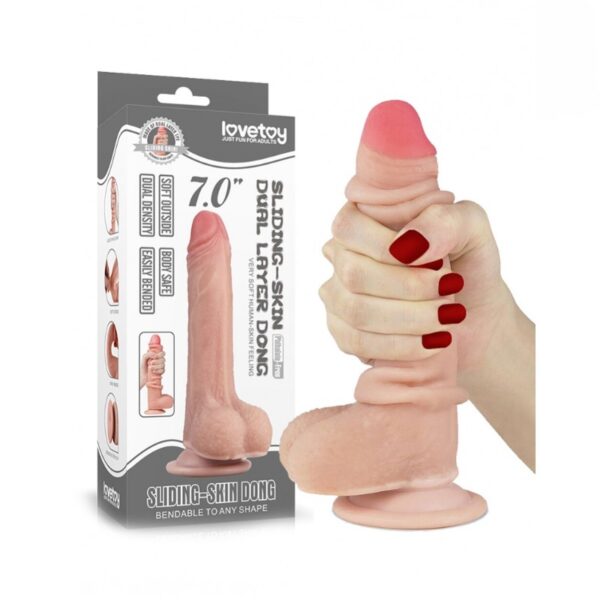 LoveToy Sliding Skin Dual Layer 7 Inch Dildo - Image 7