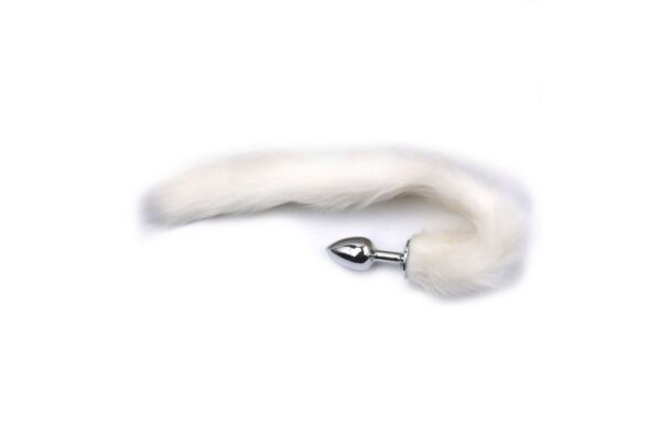 White Short Fox Tail Butt Plug - Image 3