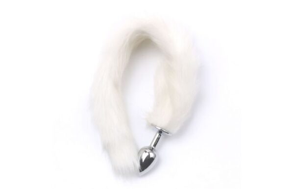 White Short Fox Tail Butt Plug - Image 4
