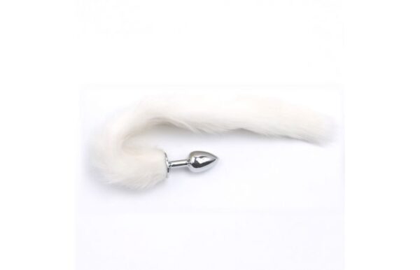 White Short Fox Tail Butt Plug - Image 5