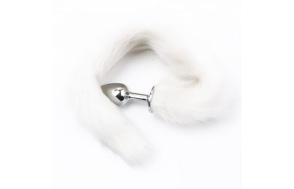 White Short Fox Tail Butt Plug - Image 6