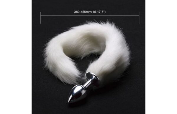 White Short Fox Tail Butt Plug - Image 8