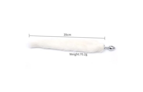White Short Fox Tail Butt Plug - Image 7