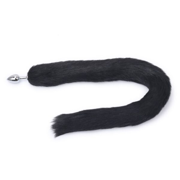Black Long Fox Tail Butt Plug