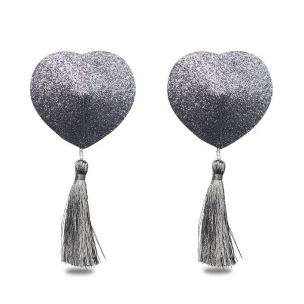 Lovetoy Reusable Glitter Heart Tassel Nipple Pasties - Image 3