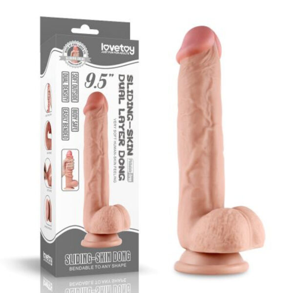 LoveToy Sliding Skin Dual Layer 9.5 Inch Dildo