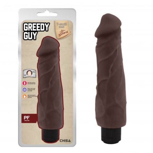 Greedy Guy 9.4 Inch Brown Vibrating Dildo