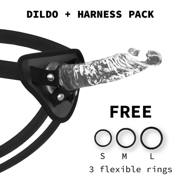X-Ray 7.4 Inch Crystal Clear Dildo With Harness - Image 2