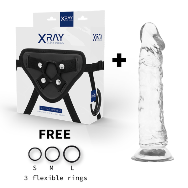 X-Ray 8.2 Inch Crystal Clear Dildo with Harness