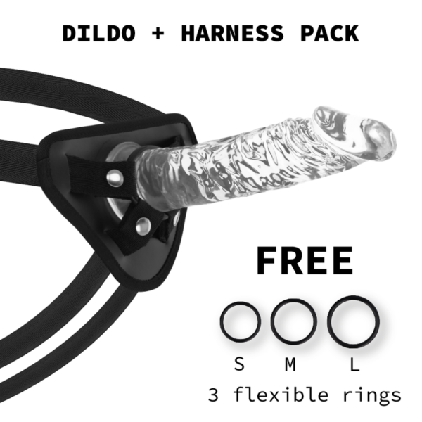 X-Ray 8.2 Inch Crystal Clear Dildo with Harness - Image 2
