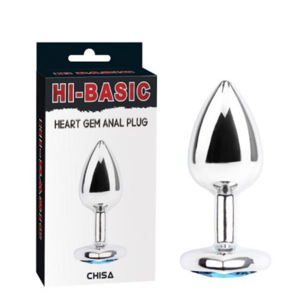 Chisa – Silver Metal Blue Heart Jewelled Butt Plug