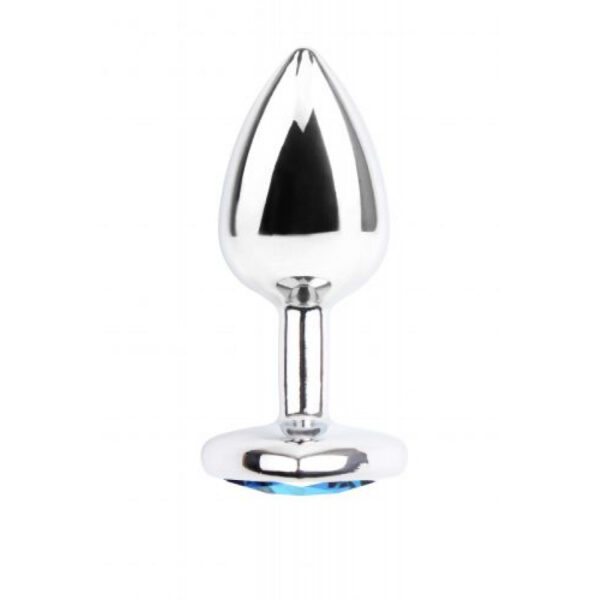 Chisa – Silver Metal Blue Heart Jewelled Butt Plug - Image 2