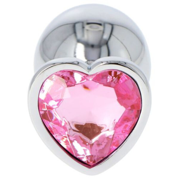 Fetish Art – Bejewelled Silver Pink Heart Jewelled Butt Plug – Medium - Image 4