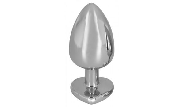 Fetish Art – Bejewelled Silver Red Heart Jewelled Butt Plug – Large - Image 3