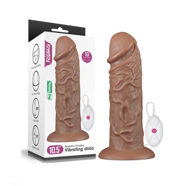 Love Toy - Realistic Chubby Brown Vibrating 10.5 Inch Dildo