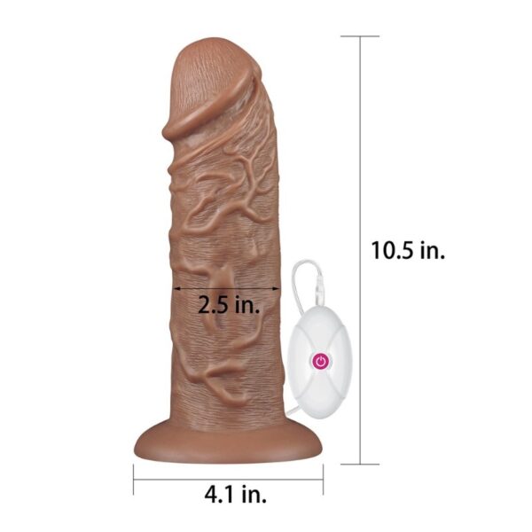 Love Toy - Realistic Chubby Brown Vibrating 10.5 Inch Dildo - Image 7