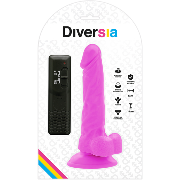 Diversia - 7 Inch Flexible Vibrating Dildo - Purple - Image 6