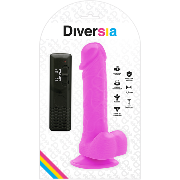 Diversia - 8 Inch Flexible Vibrating Dildo - Purple - Image 6