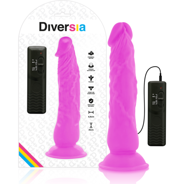 Diversia - 8.2 Inch Flexible Vibrating Dildo - Purple - Image 2