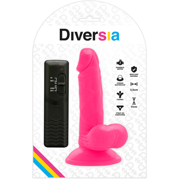 Diversia - 6.5 Inch Flexible Vibrating Dildo - Pink - Image 6