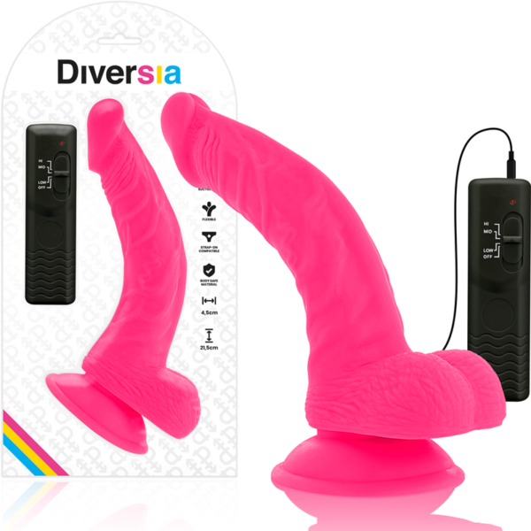 Diversia - 8.5 Inch Flexible Vibrating Dildo - Pink - Image 2