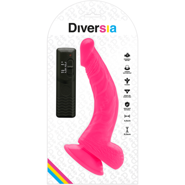 Diversia - 8.5 Inch Flexible Vibrating Dildo - Pink - Image 7