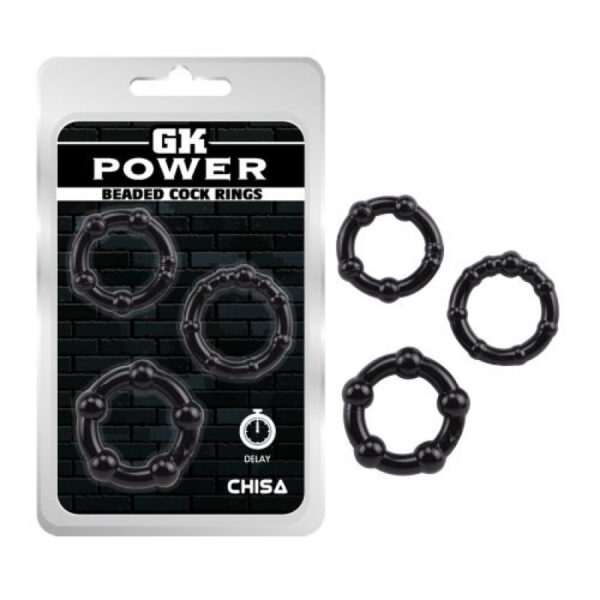 GK Power - Black Beaded Cock Ring Set