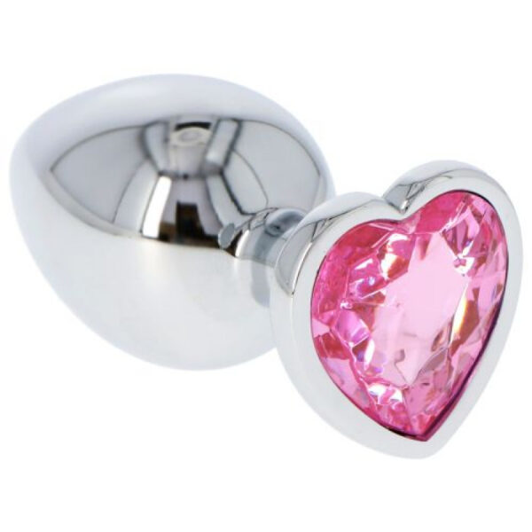 Silver & Pink Heart Jeweled Butt Plug & Pink Bullet Vibe Large - Image 3