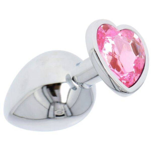 Silver & Pink Heart Jeweled Butt Plug & Pink Bullet Vibe Large - Image 4