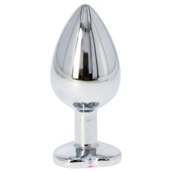 Silver & Pink Heart Jeweled Butt Plug & Pink Bullet Vibe Large - Image 7