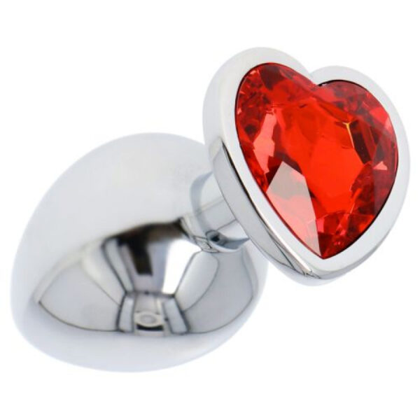 Silver & Red Heart Jeweled Butt Plug & Red Bullet Vibe Large - Image 2