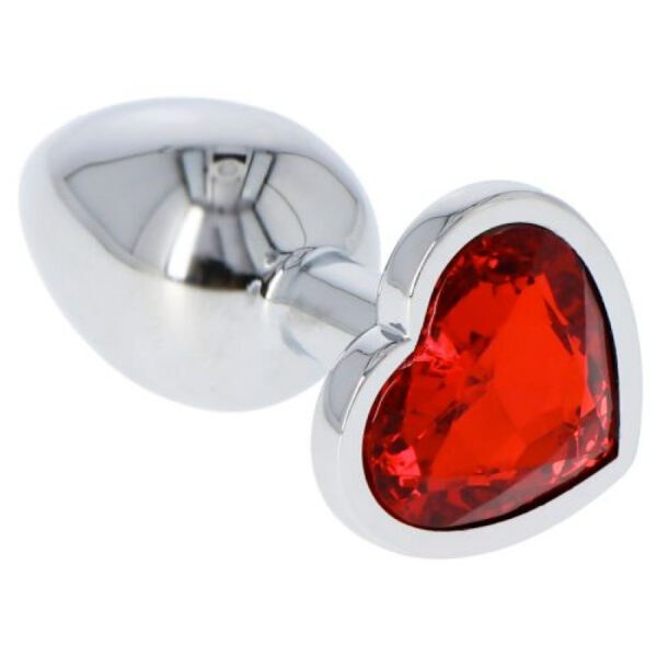 Silver & Red Heart Jeweled Butt Plug & Red Bullet Vibe Small - Image 2