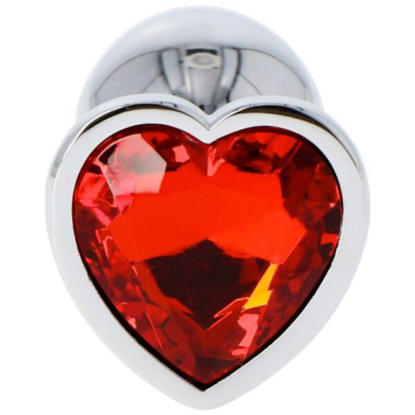 Silver & Red Heart Jeweled Butt Plug & Red Bullet Vibe Small - Image 3