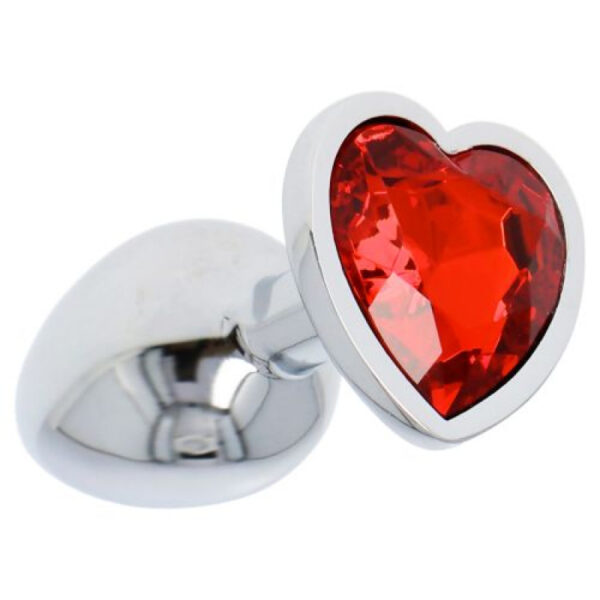 Silver & Red Heart Jeweled Butt Plug & Red Bullet Vibe Small - Image 6