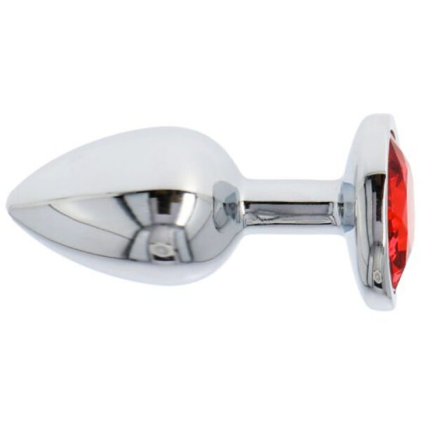 Silver & Red Heart Jeweled Butt Plug & Red Bullet Vibe Small - Image 7