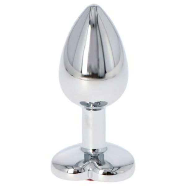 Silver & Red Heart Jeweled Butt Plug & Red Bullet Vibe Small - Image 8