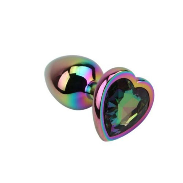 Chisa - Rainbow Metal Heart Jewelled Butt Plug